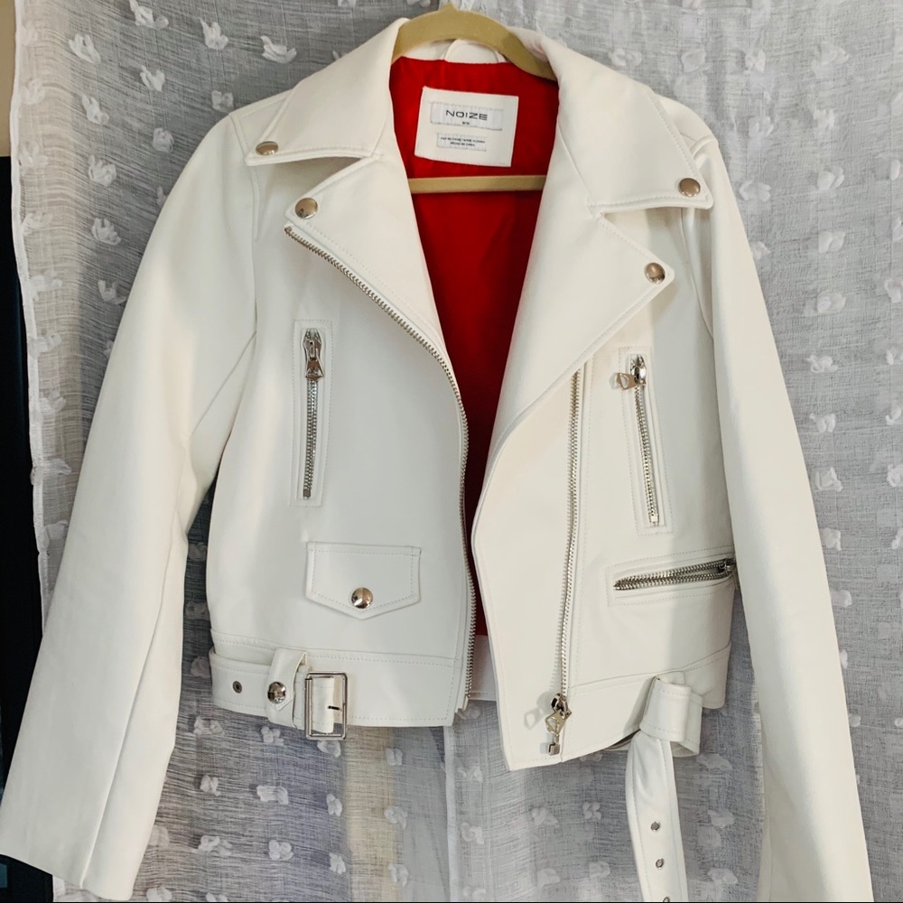 Noize White Vegan Leather Jacket